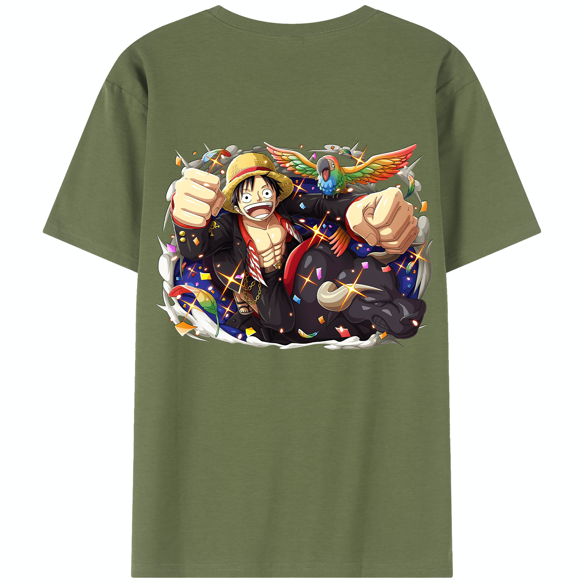 ワンピース モンキー・D・ルフィ ONE PIECE Monkey D. Luffy 綿100％半袖Tシャツ（背面プリント）
